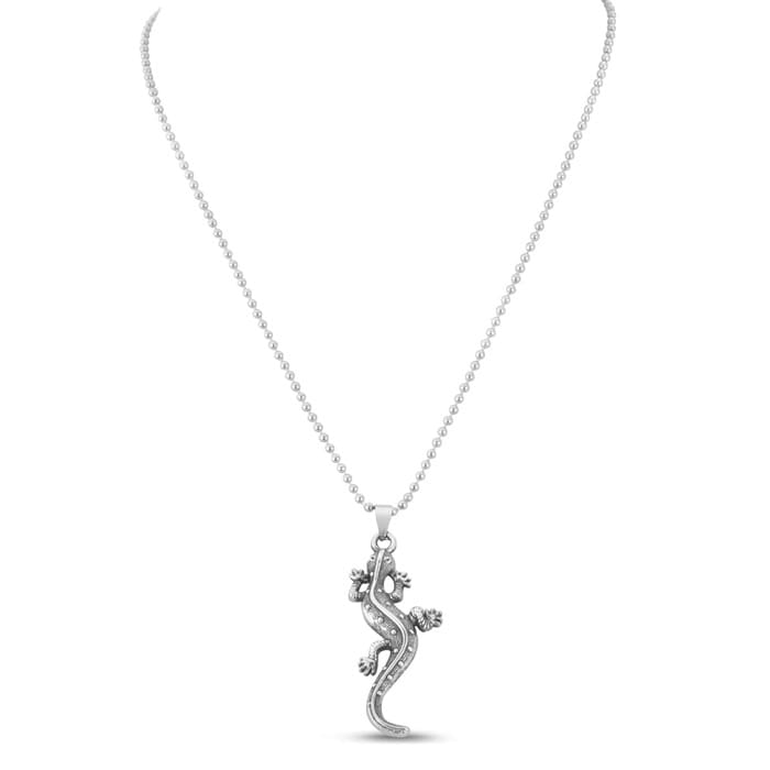 Men's Stainless Steel Lizard Pendant, 20 Inches
