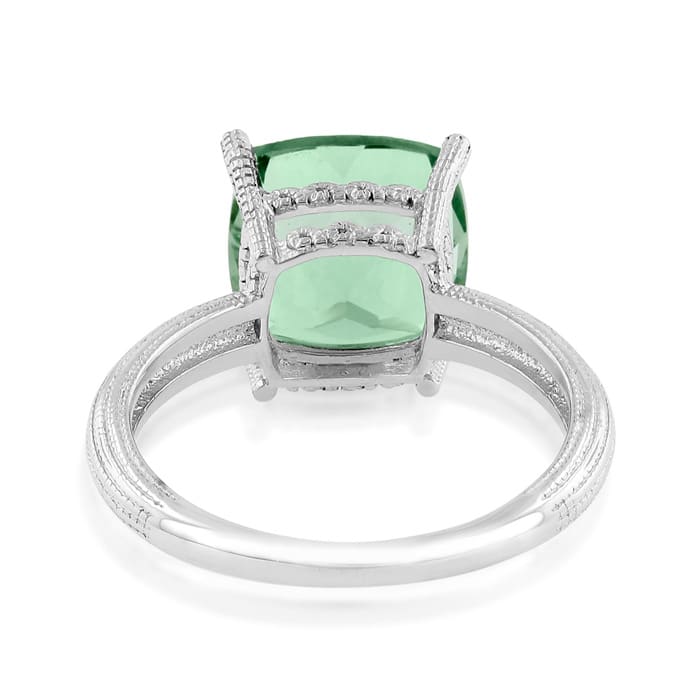 5ct Cushion Cut Green Amethyst Ring
