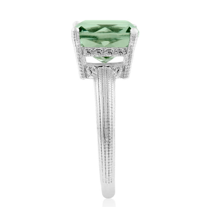 5ct Cushion Cut Green Amethyst Ring

