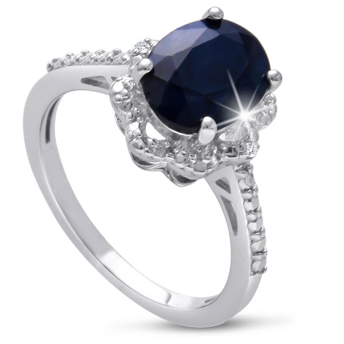 2ct Oval Shape Floral Halo Sapphire and Diamond Ring Crafted In Solid Sterling Silver