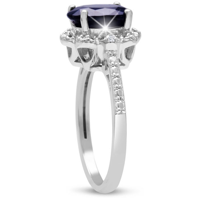 2ct Oval Shape Floral Halo Sapphire and Diamond Ring Crafted In Solid Sterling Silver