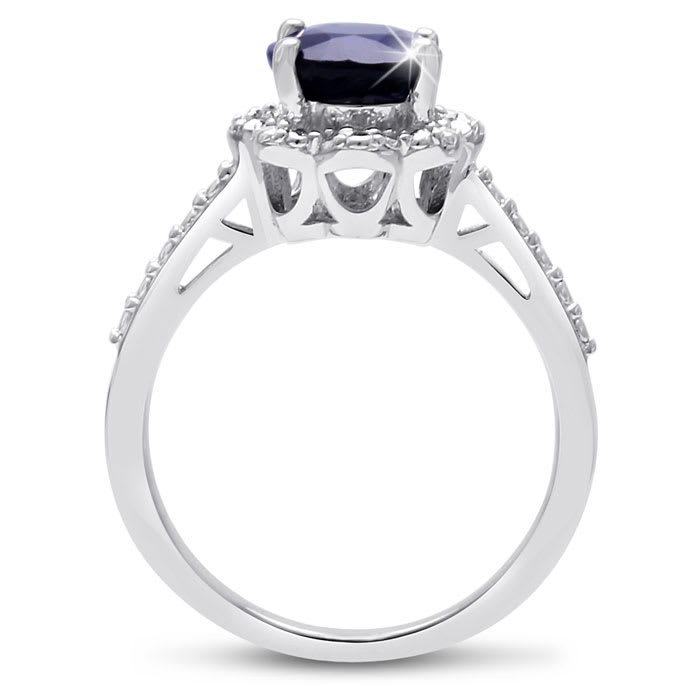 2ct Oval Shape Floral Halo Sapphire and Diamond Ring Crafted In Solid Sterling Silver