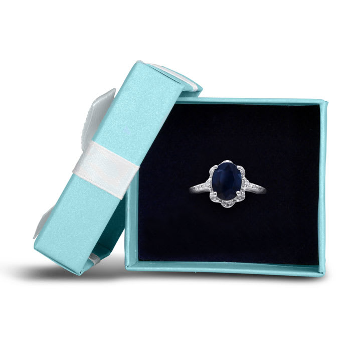 2ct Oval Shape Floral Halo Sapphire and Diamond Ring Crafted In Solid Sterling Silver