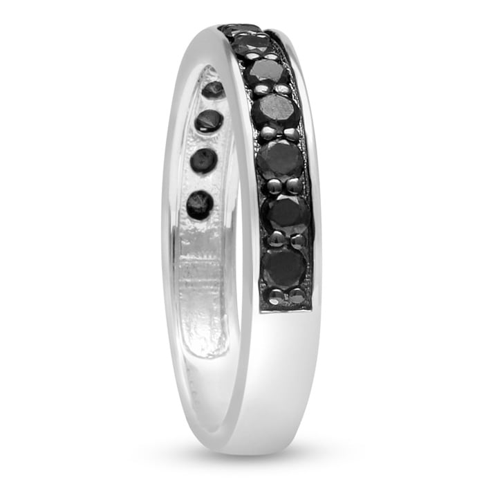 1/2ct Black Diamond Wedding Band Crafted In Solid Sterling Silver