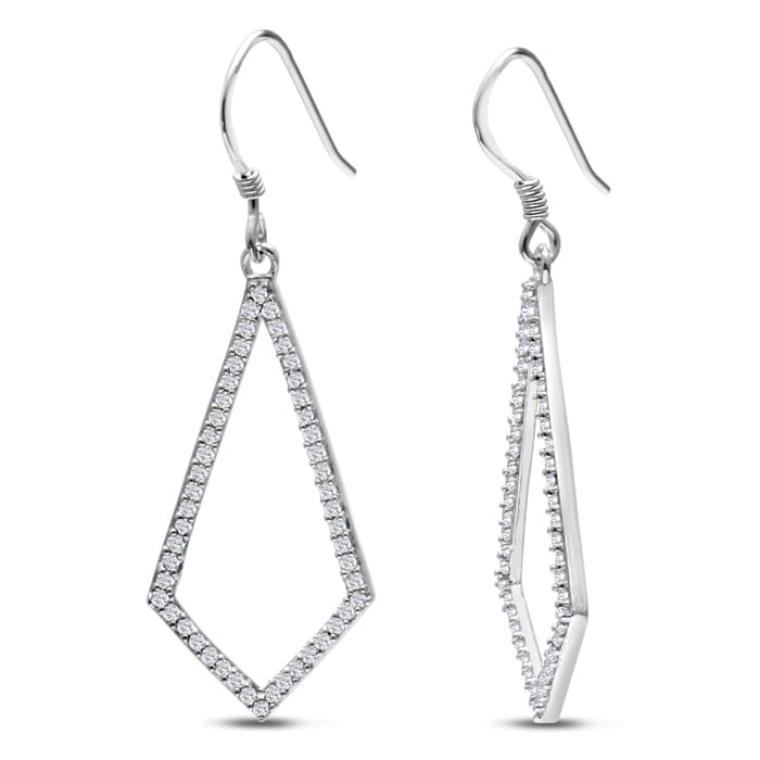 1/2ct Diamond Geometric Dangle Earrings Crafted In Solid Sterling Silver