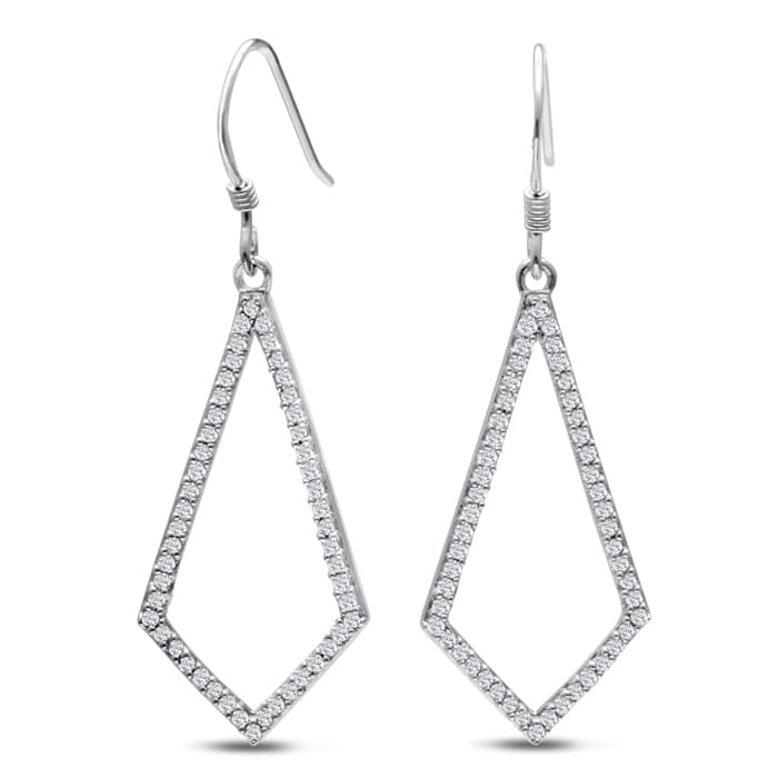 1/2ct Diamond Geometric Dangle Earrings Crafted In Solid Sterling Silver