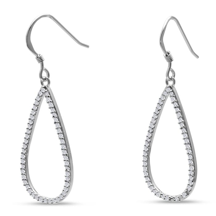 1/2ct Diamond Teardrop Dangle Earrings Crafted In Solid Sterling Silver