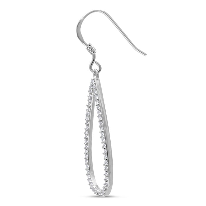 1/2ct Diamond Teardrop Dangle Earrings Crafted In Solid Sterling Silver