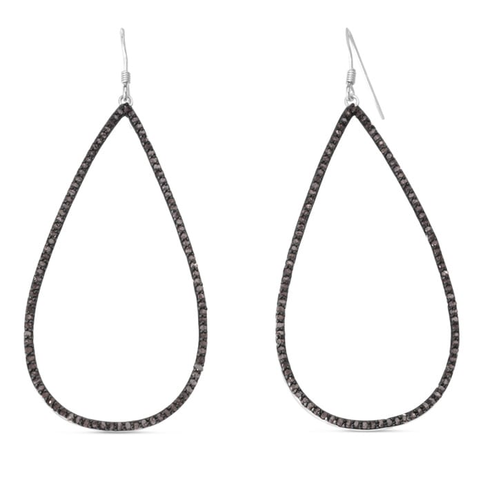 1ct Black Diamond Teardrop Dangle Earrings Crafted In Solid Sterling Silver