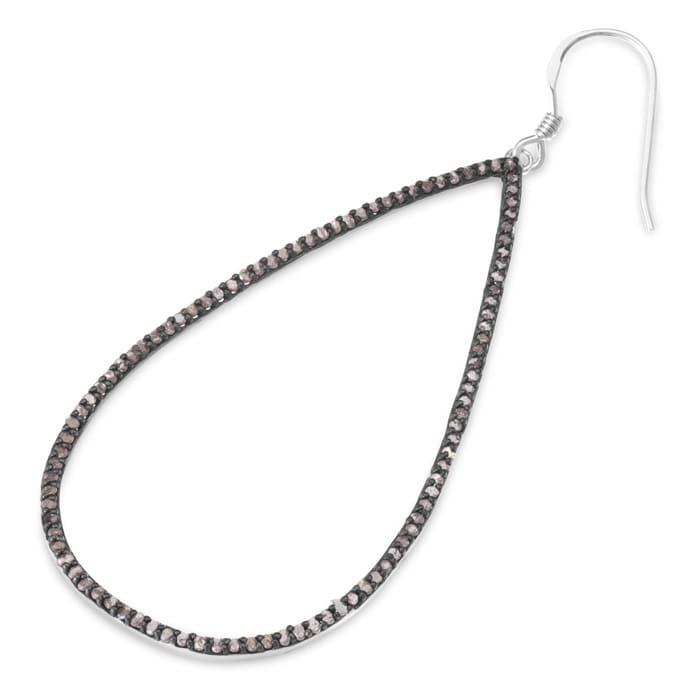 1ct Black Diamond Teardrop Dangle Earrings Crafted In Solid Sterling Silver