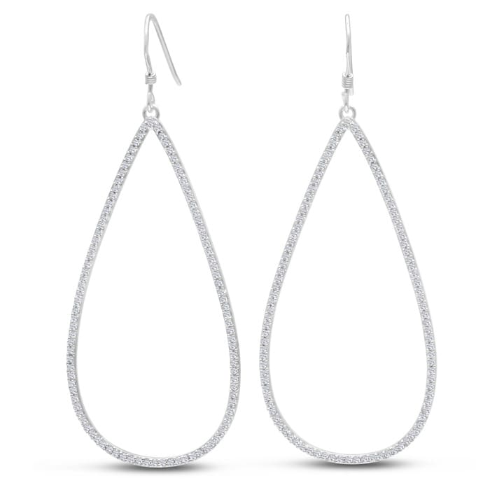 1ct Diamond Teardrop Dangle Earrings Crafted In Solid Sterling Silver