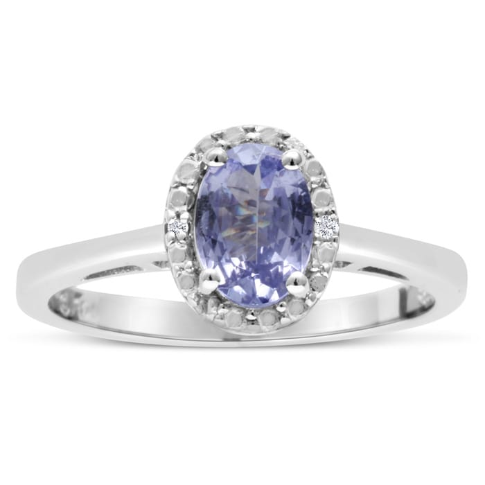 3/4ct Oval Tanzanite and Diamond Halo Ring

