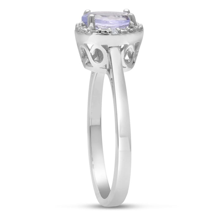 3/4ct Oval Tanzanite and Diamond Halo Ring

