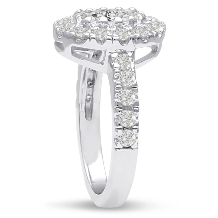 1 1/2 Carat Oval Halo Diamond Engagement Ring in 14 Karat White Gold