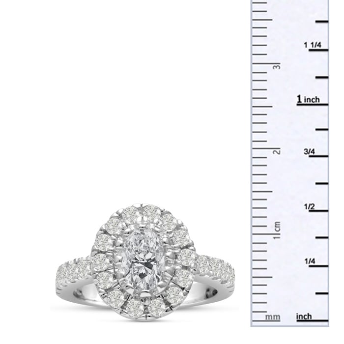 1 1/2 Carat Oval Halo Diamond Engagement Ring in 14 Karat White Gold