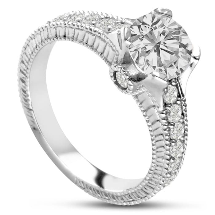1.67 Carat Round Brilliant Diamond Engagement Ring in 14 Karat White Gold