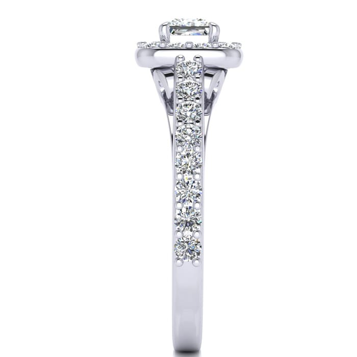 2 Carat Princess Cut Halo Diamond Engagement Ring in 14k White Gold
