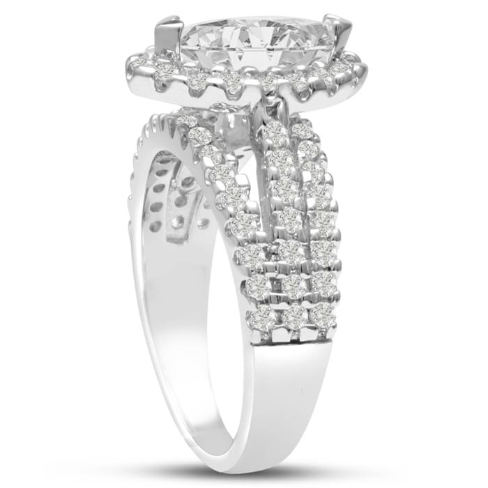 1 2/3 Carat Marquise Halo Diamond Engagement Ring in 14 Karat White Gold