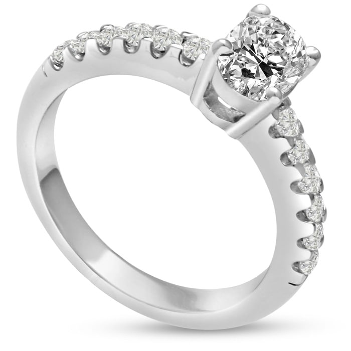 1 1/3ct Oval Diamond Engagement Ring Crafted in 14 Karat White Gold