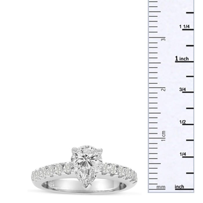 1 1/2ct Pear Shaped Diamond Engagement Ring Crafted in 14 Karat White Gold