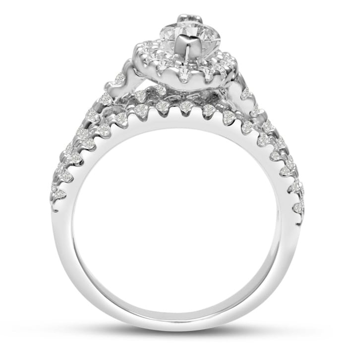1 2/3ct Marquise Halo Diamond Engagement Ring Crafted in 14 Karat White Gold