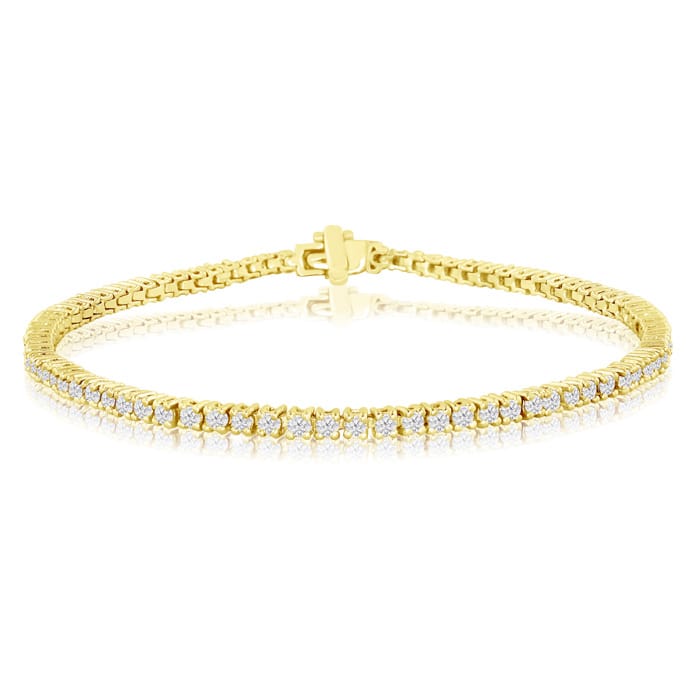 1.70 Carat Diamond Tennis Bracelet In 14 Karat Yellow Gold, 6 Inches