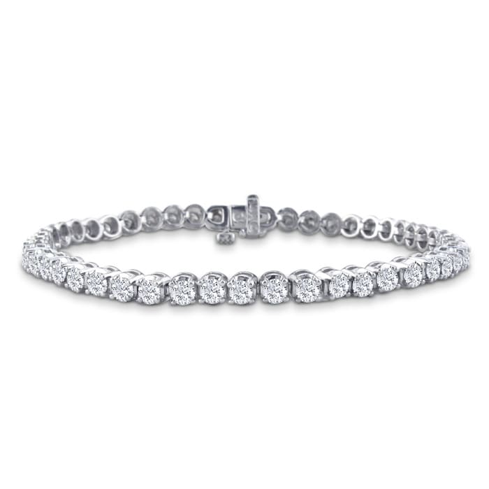 3.21 Carat Diamond Tennis Bracelet In 14 Karat White Gold, 7 1/2 Inches
