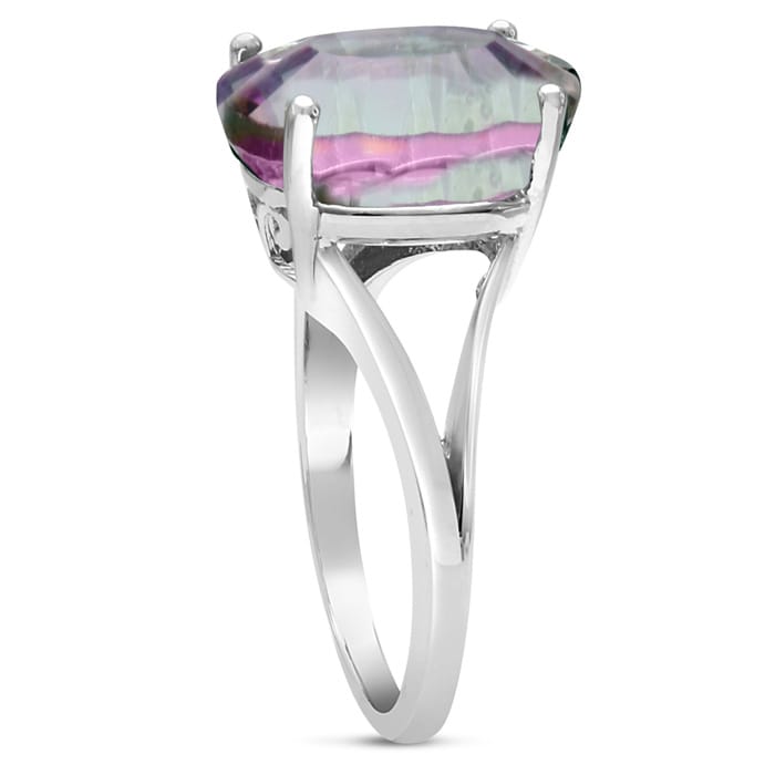 5-1/2 Carat Oval Shape Mystic Topaz Ring In Solid Sterling Silver 
