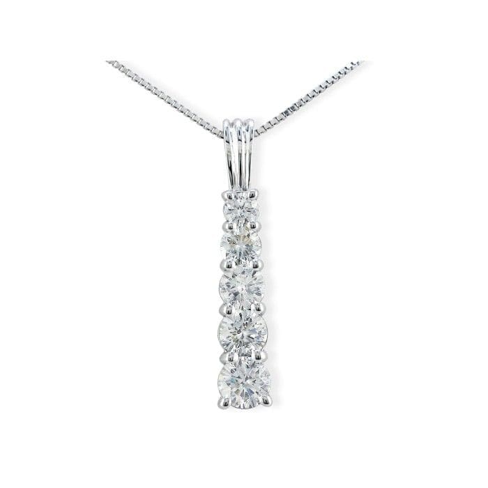 3/4ct Stick Style Journey Diamond Pendant in 14k White Gold