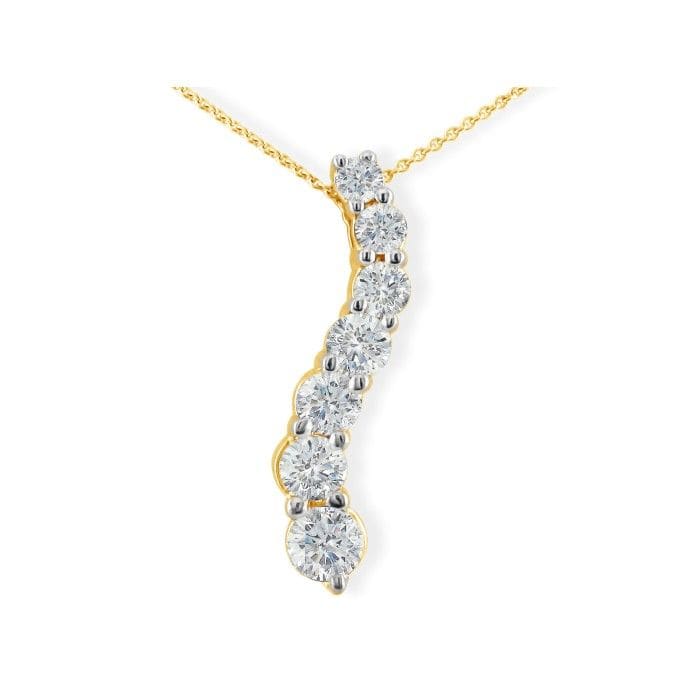 1ct Curve Style Journey Diamond Pendant in 14k Yellow Gold, G/H SI