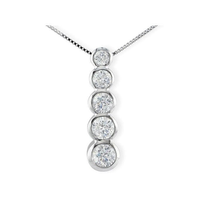 Journey Diamond Pendants: 1/2ct Bezel Set Journey Diamond Pendant in 14k White Gold