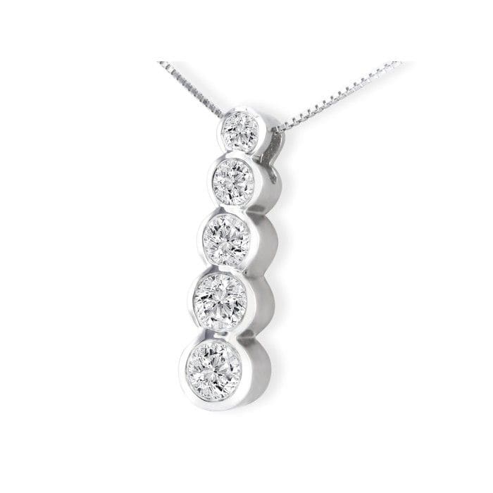 Journey Diamond Pendants: 1/2ct Bezel Set Journey Diamond Pendant in 14k White Gold