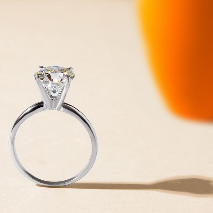 Round Engagement Rings, 2 Carat Diamond Solitaire Engagement Ring Crafted In 14K White Gold