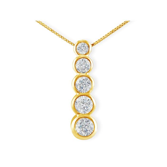 1/2ct Bezel Set Journey Diamond Pendant in 14k Yellow Gold