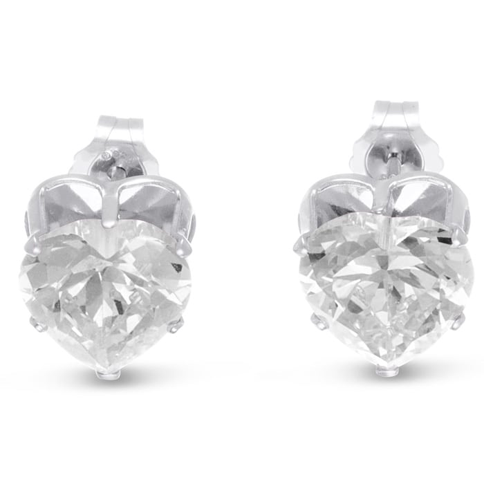 4ct Diamond Size CZ Heart Earrings in Sterling Silver