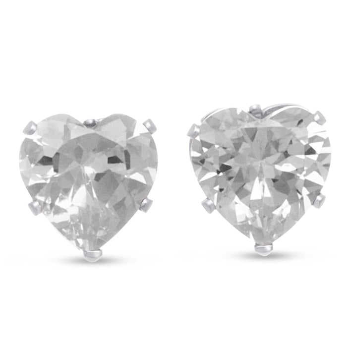 4ct Diamond Size CZ Heart Earrings in Sterling Silver