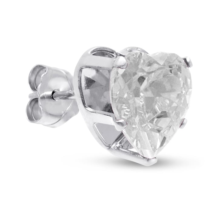 4ct Diamond Size CZ Heart Earrings in Sterling Silver