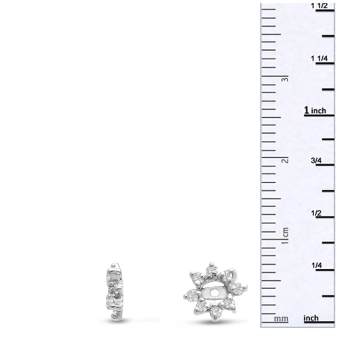 14K White Gold Flower Diamond Earring Jackets, Fits 1/4-1/2ct Stud Earrings