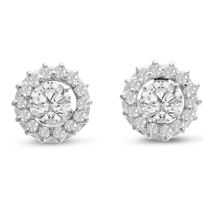 14K White Gold Classic Diamond Earring Jackets, Fits 2-2 1/2ct Stud Earrings