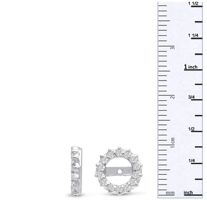 14K White Gold Classic Diamond Earring Jackets, Fits 2-2 1/2ct Stud Earrings
