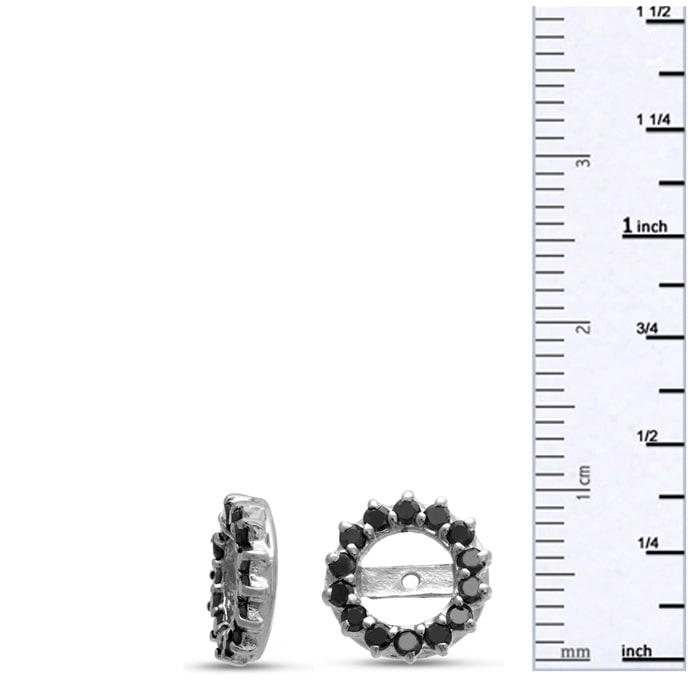 14K White Gold Classic Black Diamond Earring Jackets, Fits 2-2 1/2ct Stud Earrings