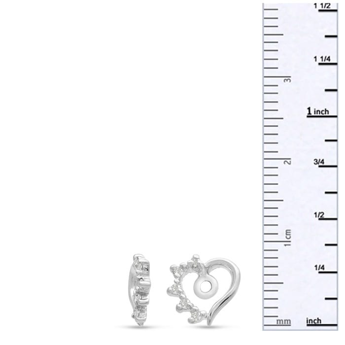 14K White Gold Heart Shape Diamond Earring Jackets, Fits 1-1 1/2ct Stud Earrings