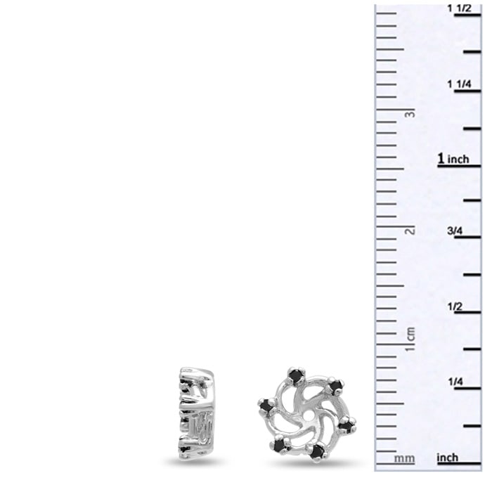 14K White Gold Black Diamond Earring Jackets, Fits 3/4-1ct Stud Earrings