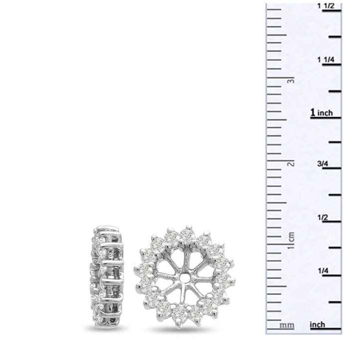 14K White Gold Classic Diamond Earring Jackets, Fits 1 1/2-2ct Stud Earrings
