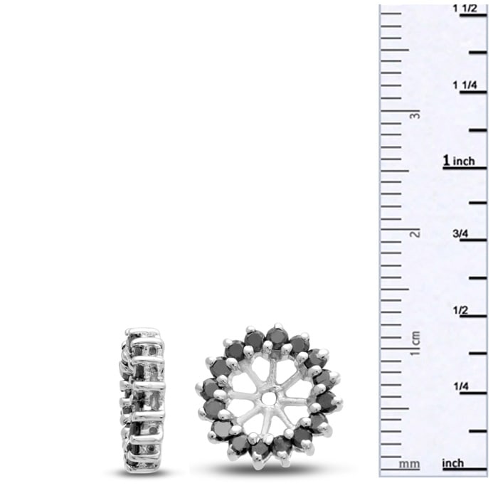 14K White Gold Classic Black Diamond Earring Jackets, Fits 1 1/2-2ct Stud Earrings