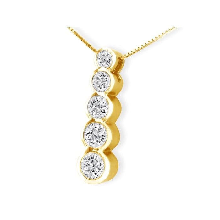 1ct Bezel Set Journey Diamond Pendant in 14k Yellow Gold