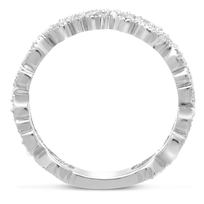 1/5 Carat Floral Diamond Wedding Band Crafted In 14 Karat White Gold