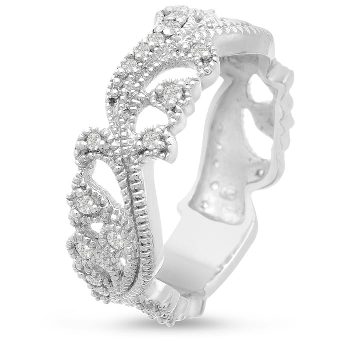 1/3 Carat Floral Diamond Wedding Band Crafted In 14 Karat White Gold