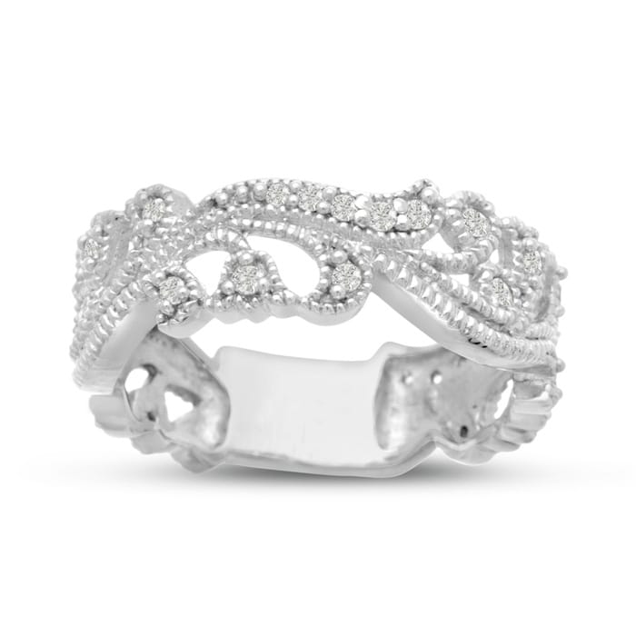 1/3 Carat Floral Diamond Wedding Band Crafted In 14 Karat White Gold