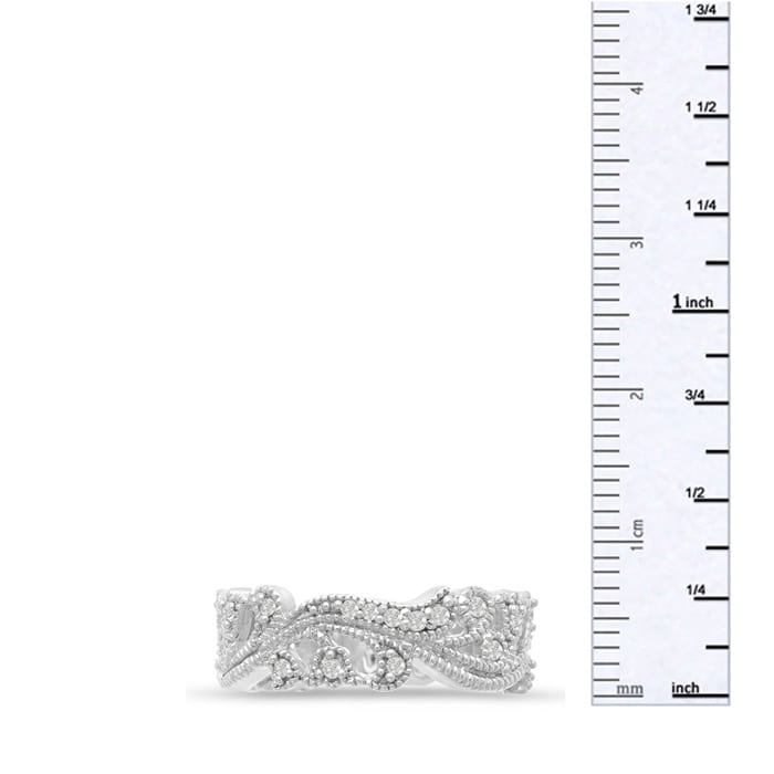 1/3 Carat Floral Diamond Wedding Band Crafted In 14 Karat White Gold
